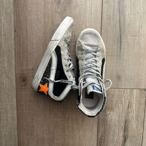 Golden Goose glitter/suede slide mid stars.